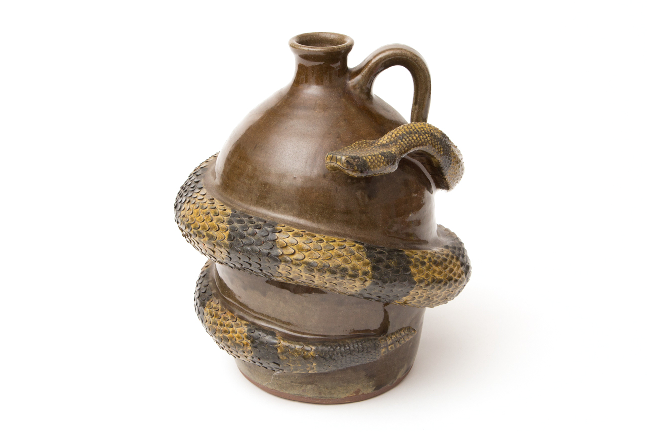 Hand Crafted Stoneware Snake Jug By Michael And Melvin Crocker