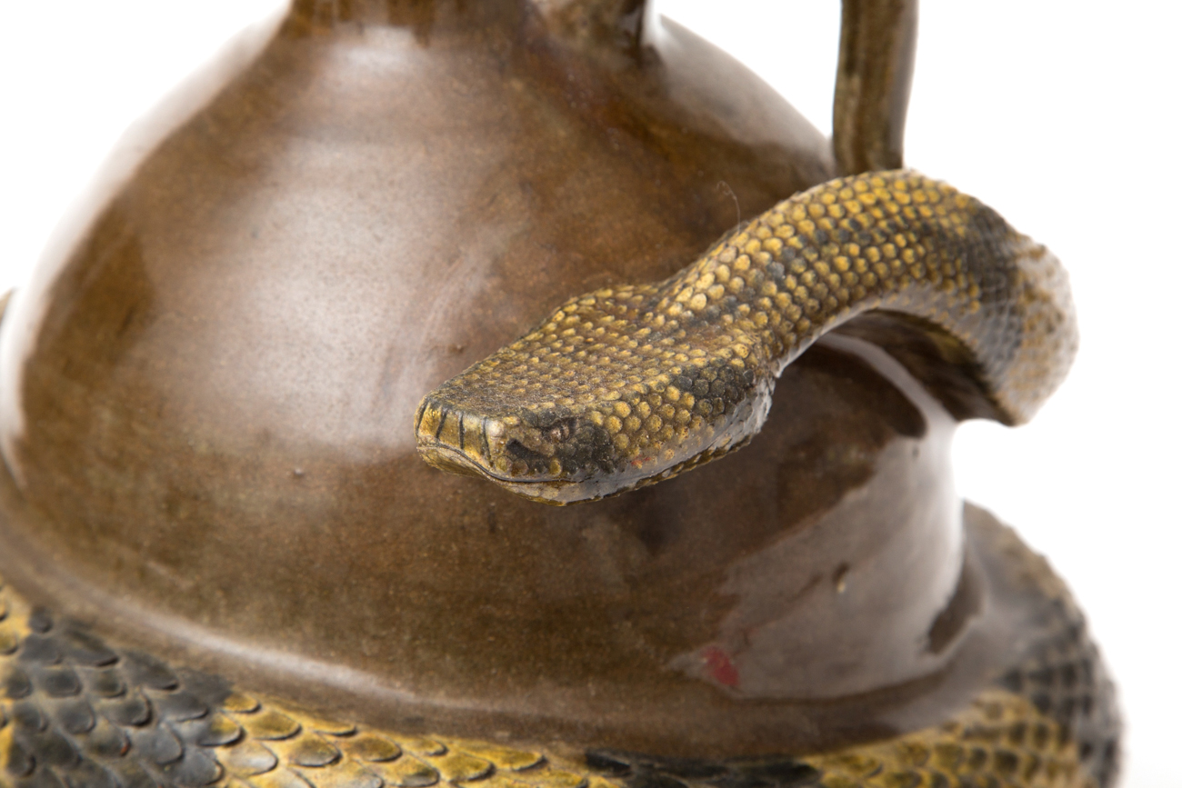 Hand Crafted Stoneware Snake Jug By Michael And Melvin Crocker