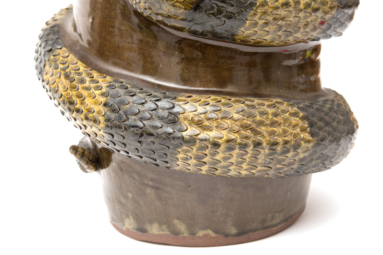 Hand Crafted Stoneware Snake Jug By Michael And Melvin Crocker