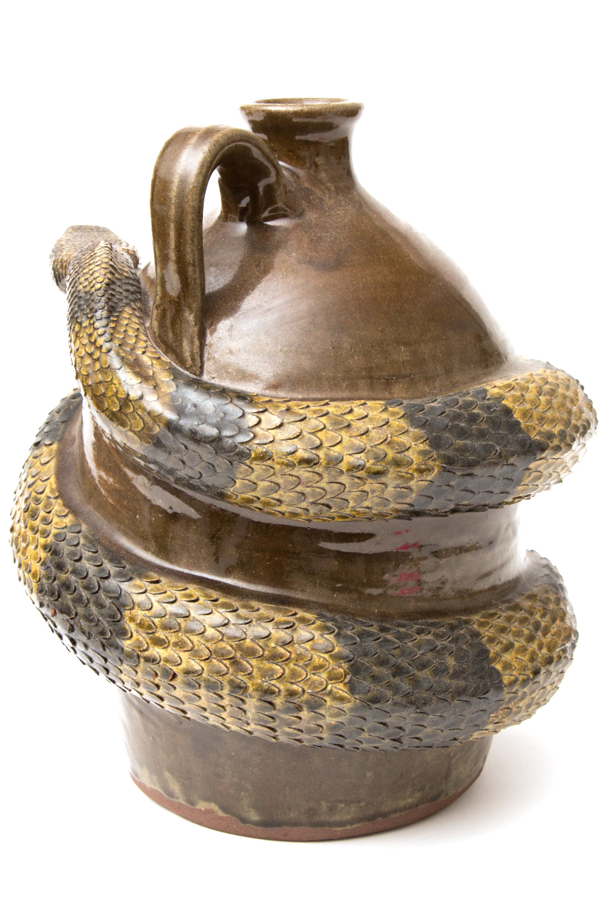Hand Crafted Stoneware Snake Jug By Michael And Melvin Crocker