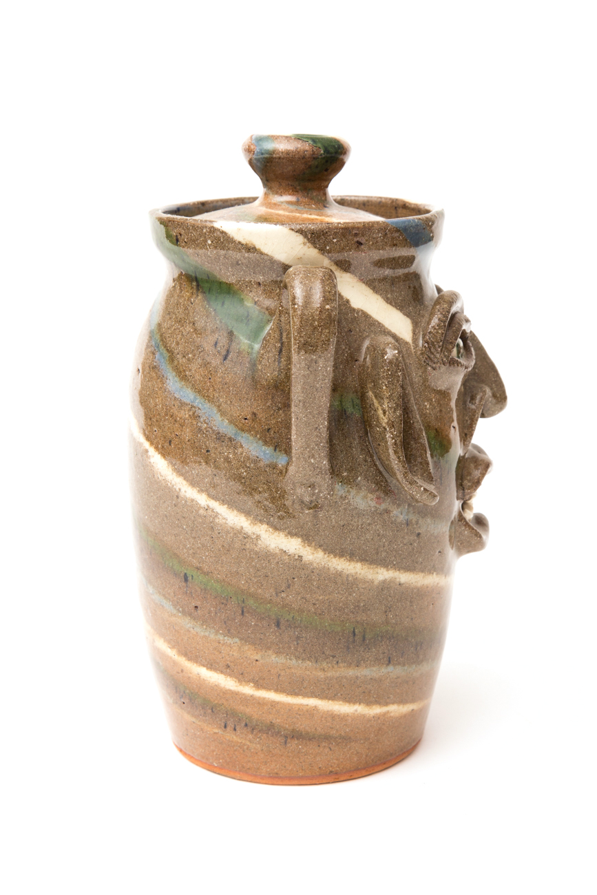 Hand Crafted Stoneware Face Jar By Joe Reis