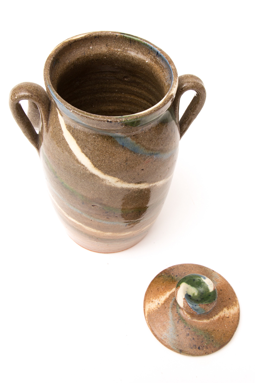 Hand Crafted Stoneware Face Jar By Joe Reis