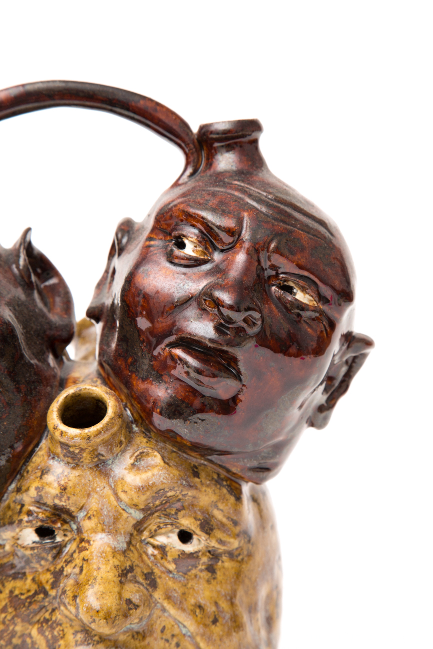 Hand Crafted Stoneware Devil's Head Jug With Three Faces By JC Mahlke - The Yankee Potter