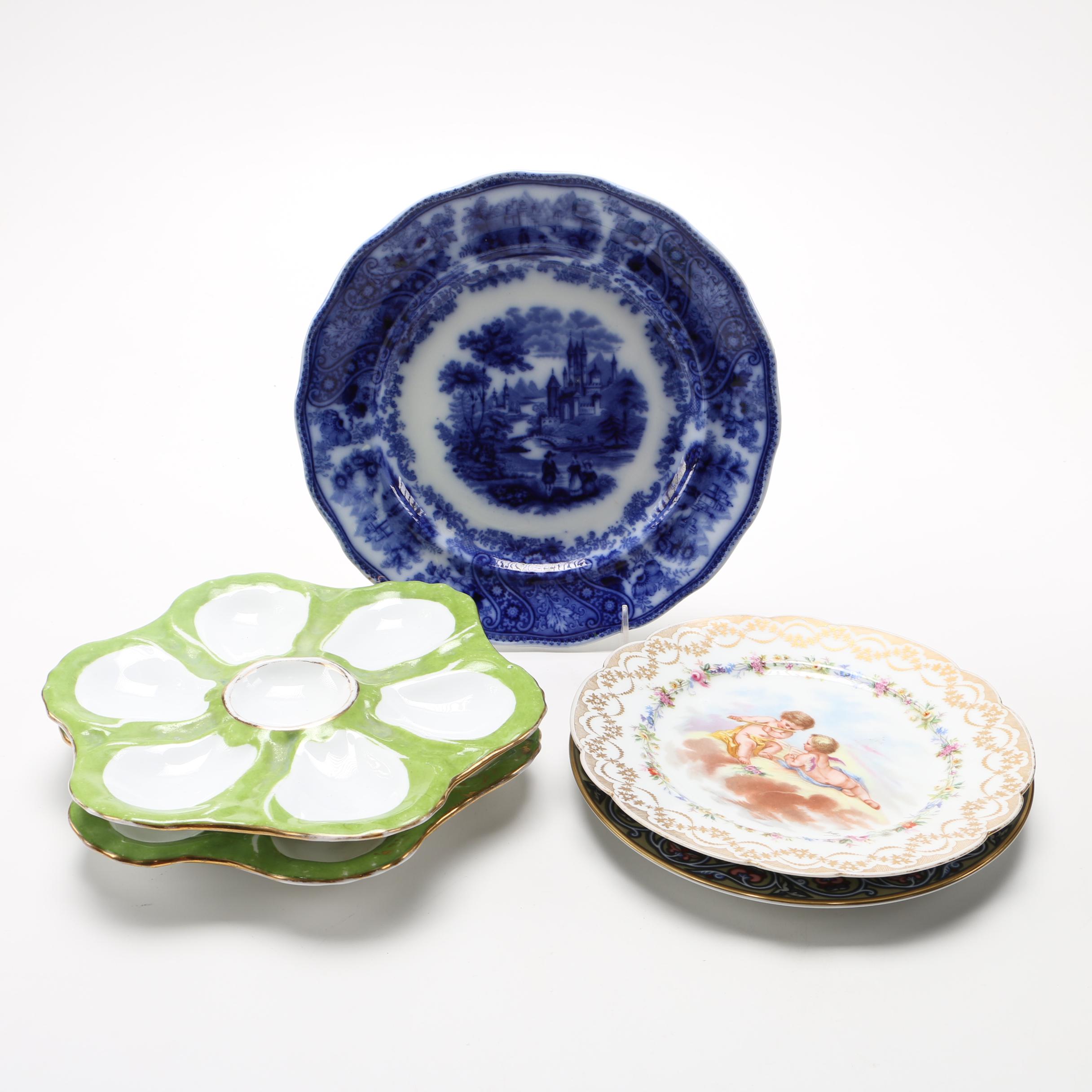 Porcelain Plates Including Antique Robert Klemm Oyster Plates