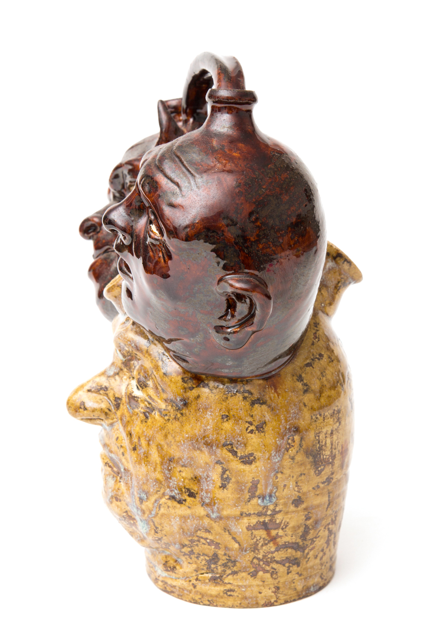 Hand Crafted Stoneware Devil's Head Jug With Three Faces By JC Mahlke - The Yankee Potter