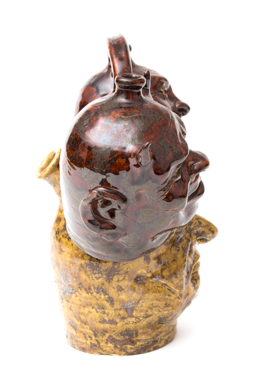 Hand Crafted Stoneware Devil's Head Jug With Three Faces By JC Mahlke - The Yankee Potter