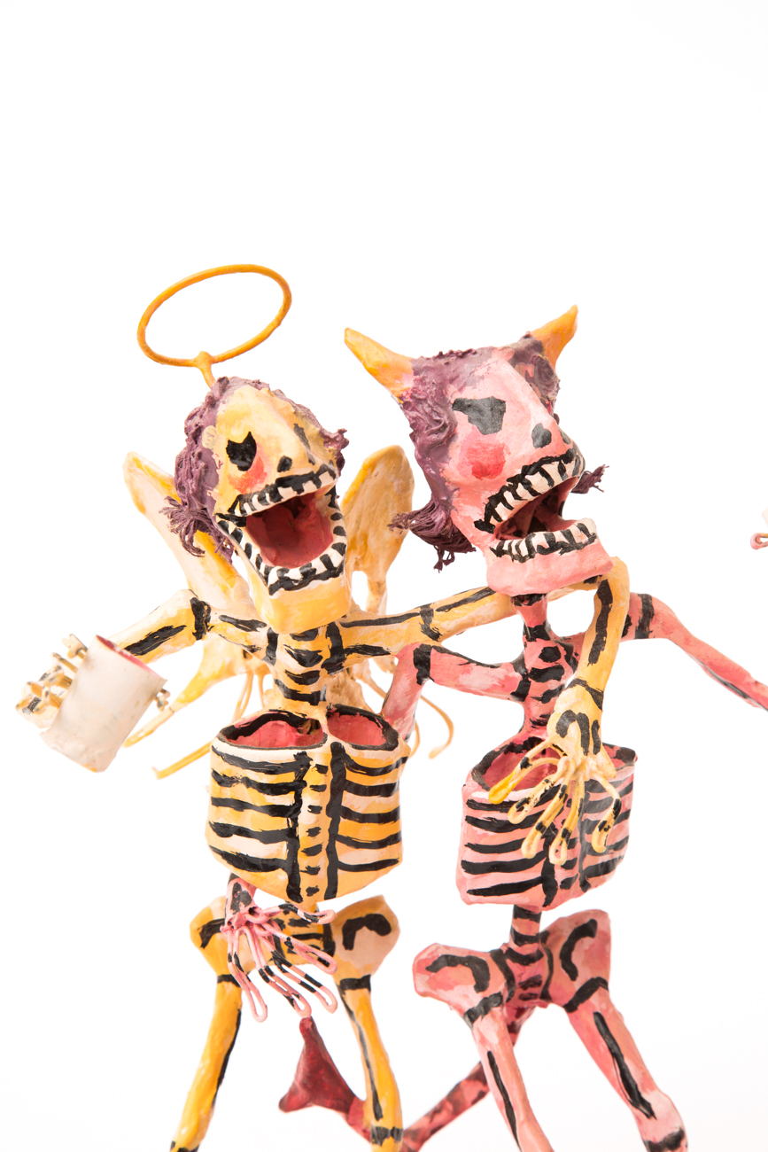 Pair Of Mexican Papier-mâché Skeleton Figurines By Saulo Moreno