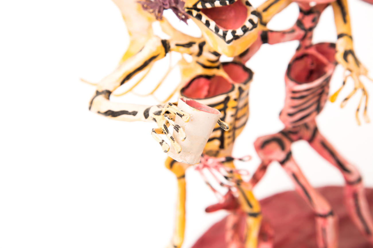 Pair Of Mexican Papier-mâché Skeleton Figurines By Saulo Moreno