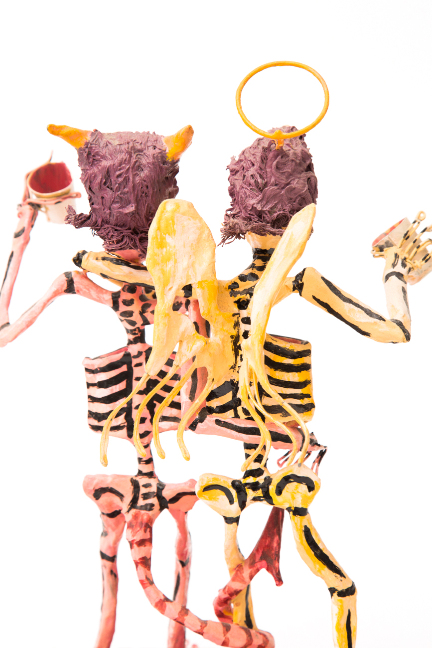 Pair Of Mexican Papier-mâché Skeleton Figurines By Saulo Moreno