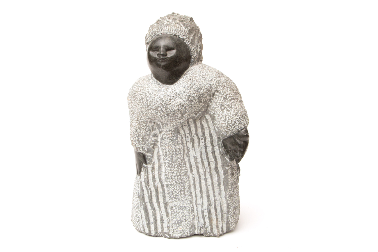 Heavy Carved Serpentine Sculpture Of African Woman