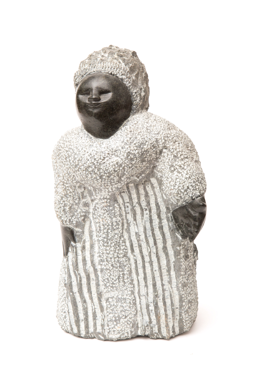Heavy Carved Serpentine Sculpture Of African Woman