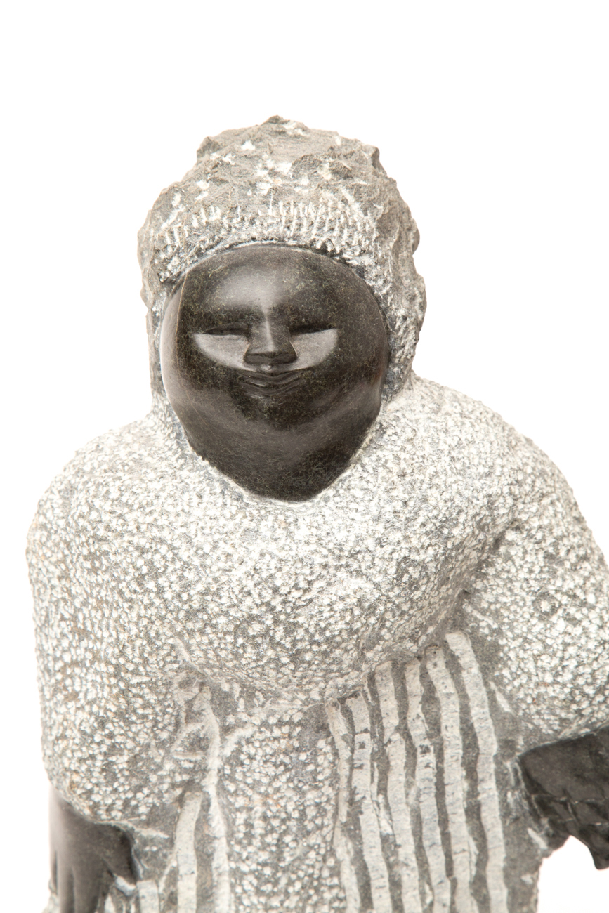 Heavy Carved Serpentine Sculpture Of African Woman