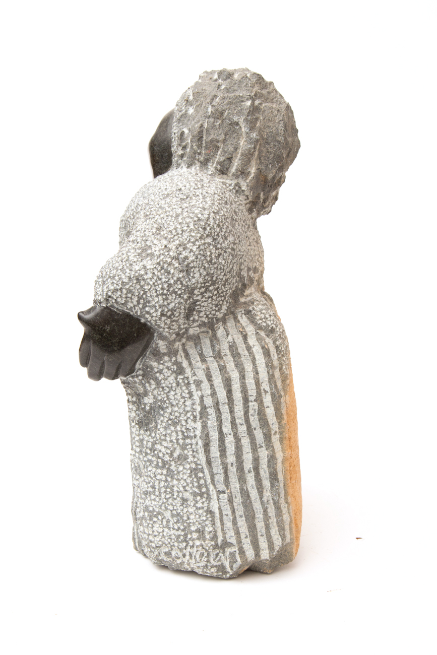 Heavy Carved Serpentine Sculpture Of African Woman