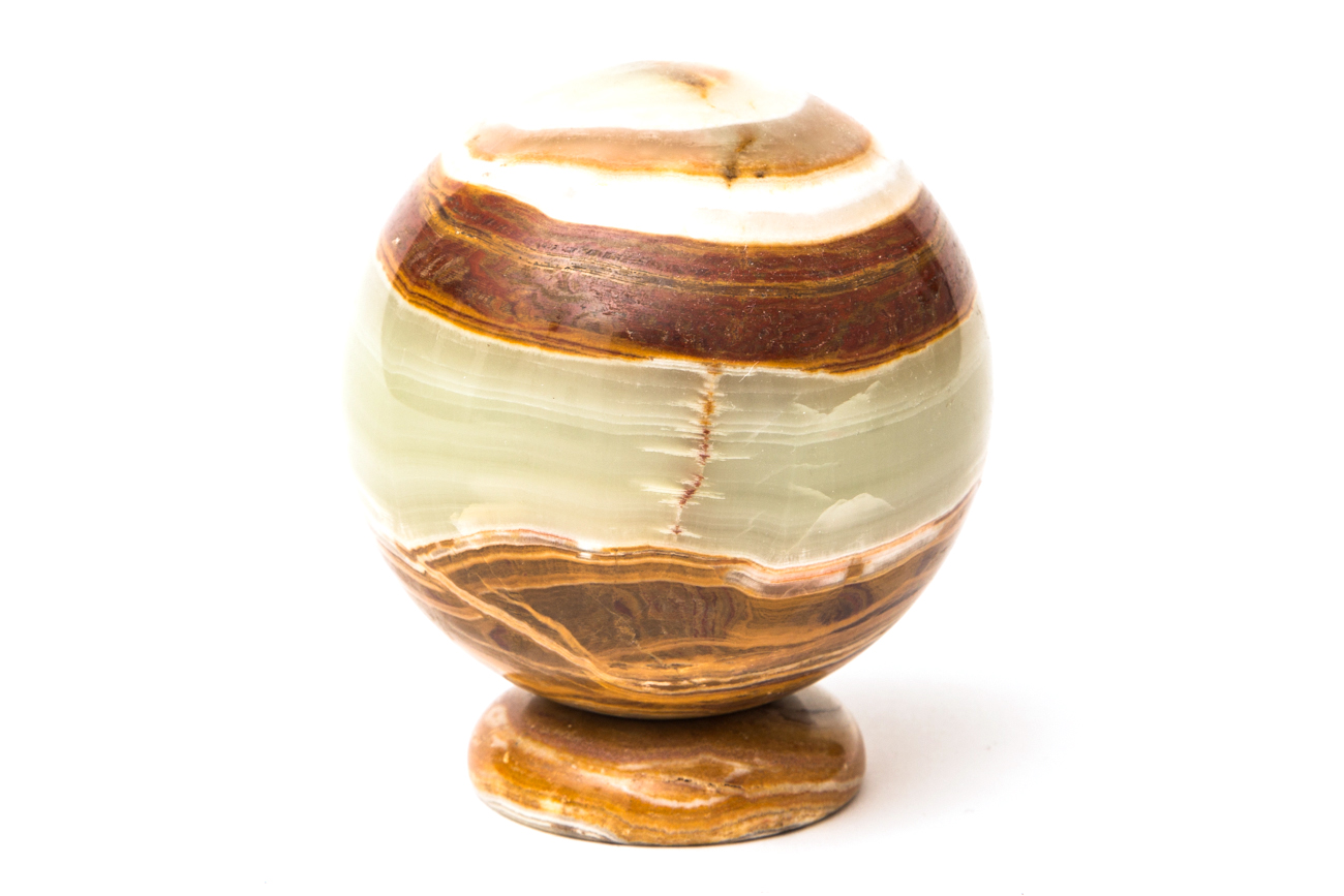 Banded Green Agate Sphere On Stand