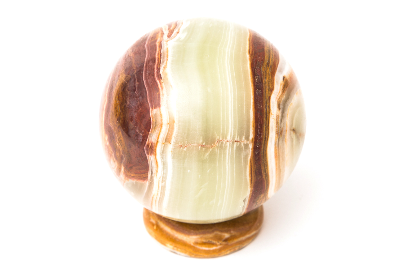 Banded Green Agate Sphere On Stand