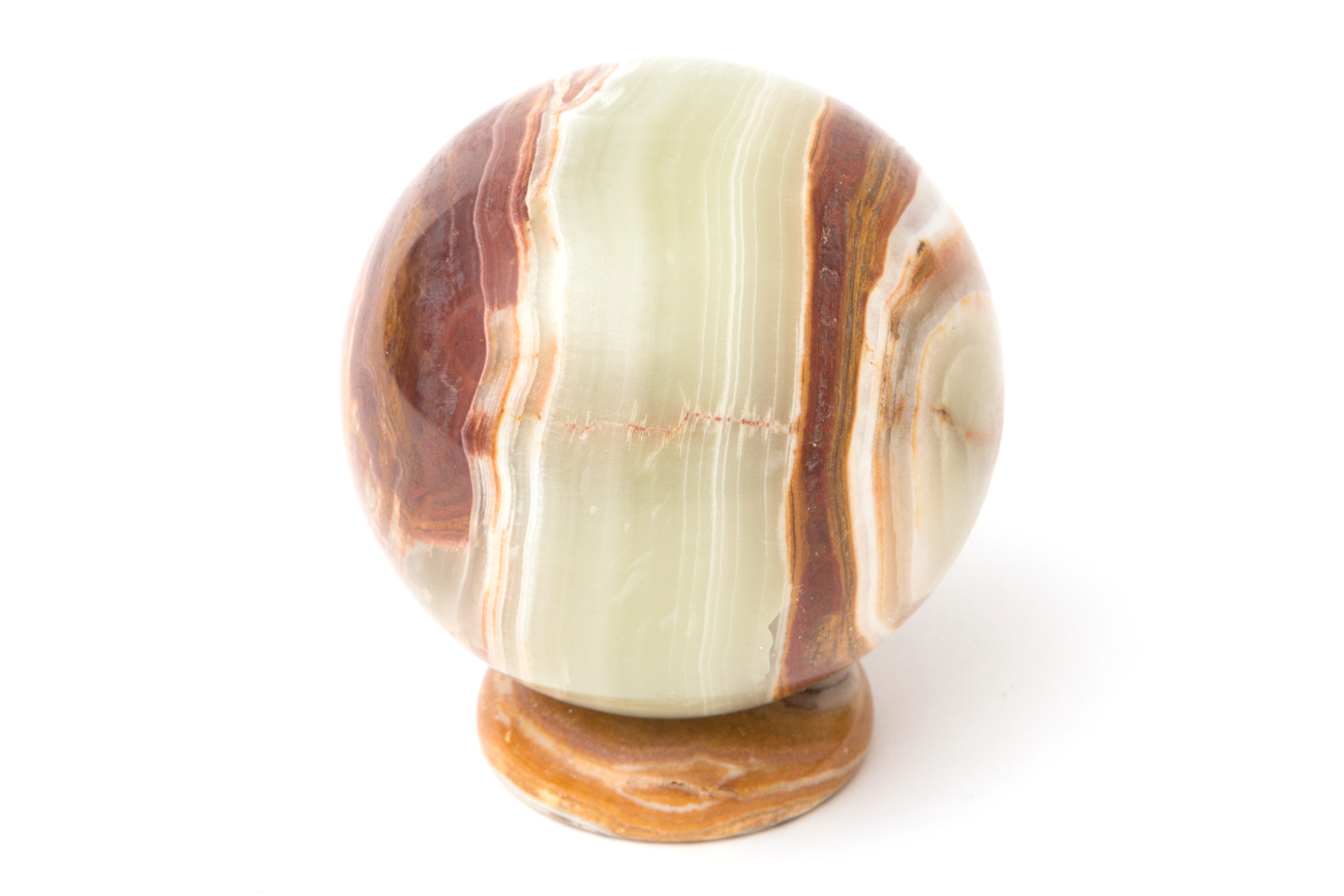 Banded Green Agate Sphere On Stand