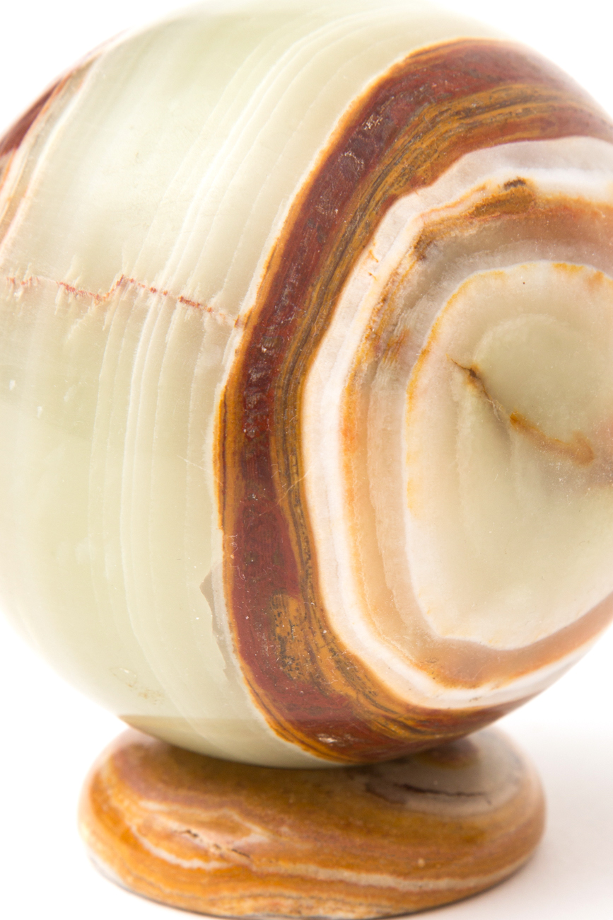 Banded Green Agate Sphere On Stand