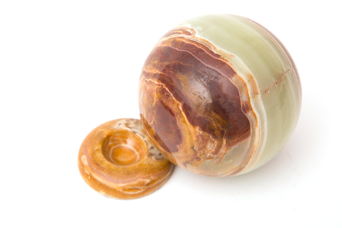 Banded Green Agate Sphere On Stand