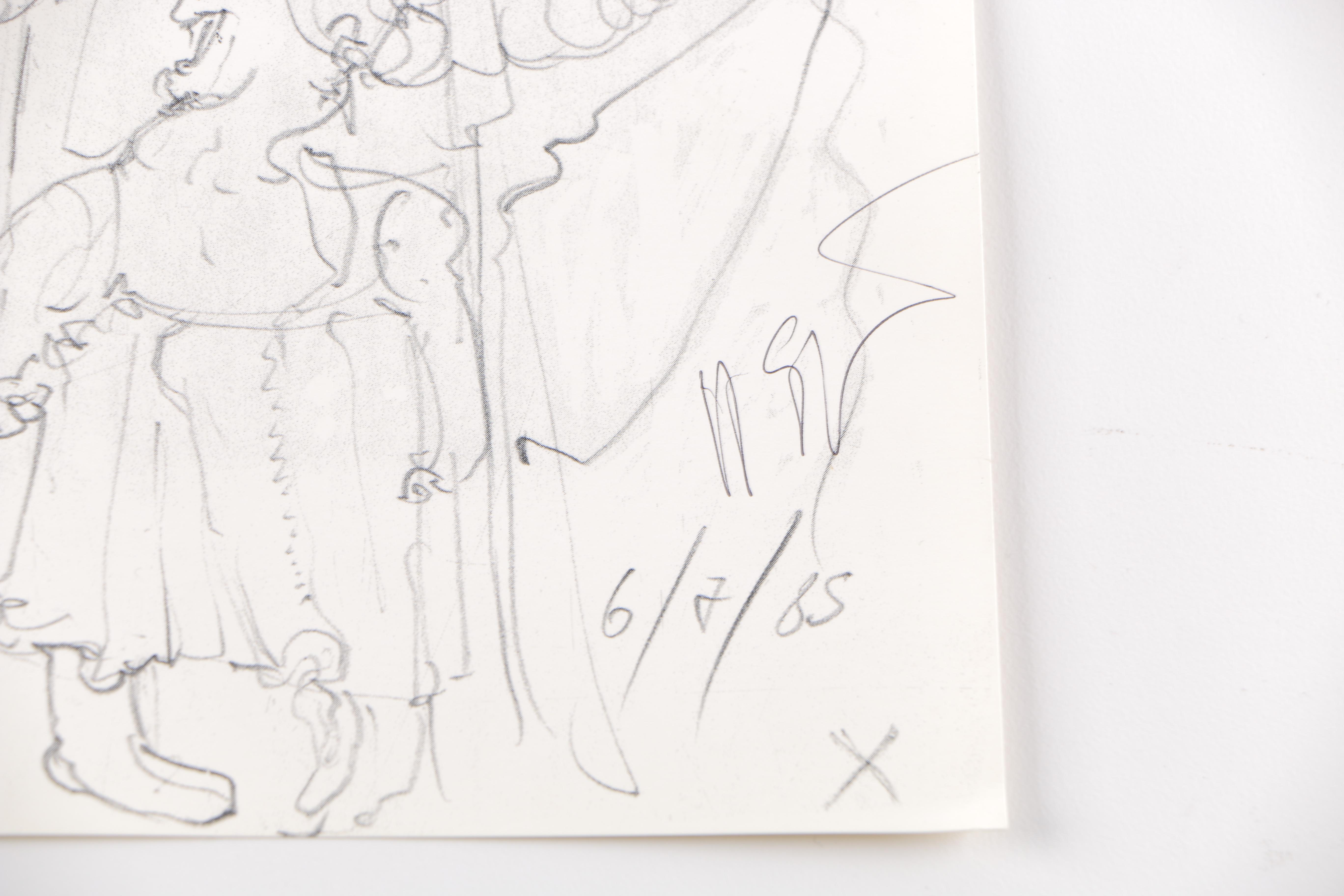 Hans Giger Reproduction Half Tone Print After 1985 Sketch