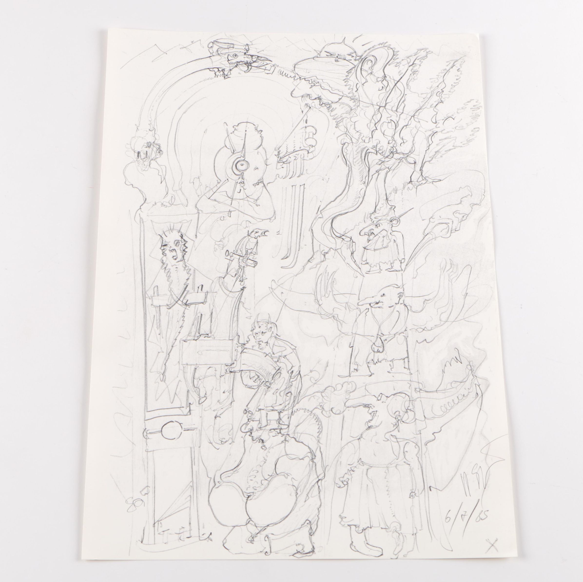 Hans Giger Reproduction Half Tone Print After 1985 Sketch