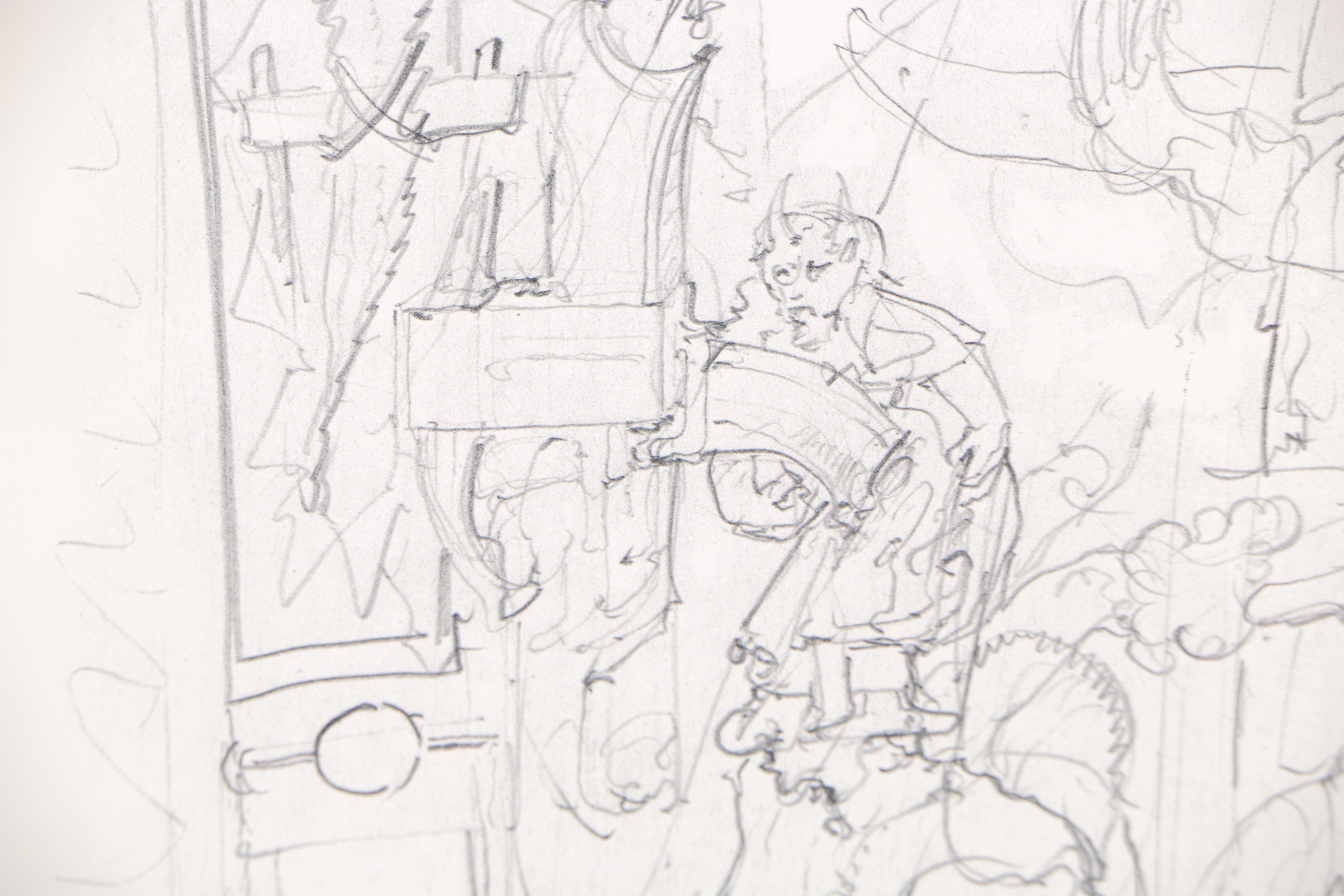 Hans Giger Reproduction Half Tone Print After 1985 Sketch