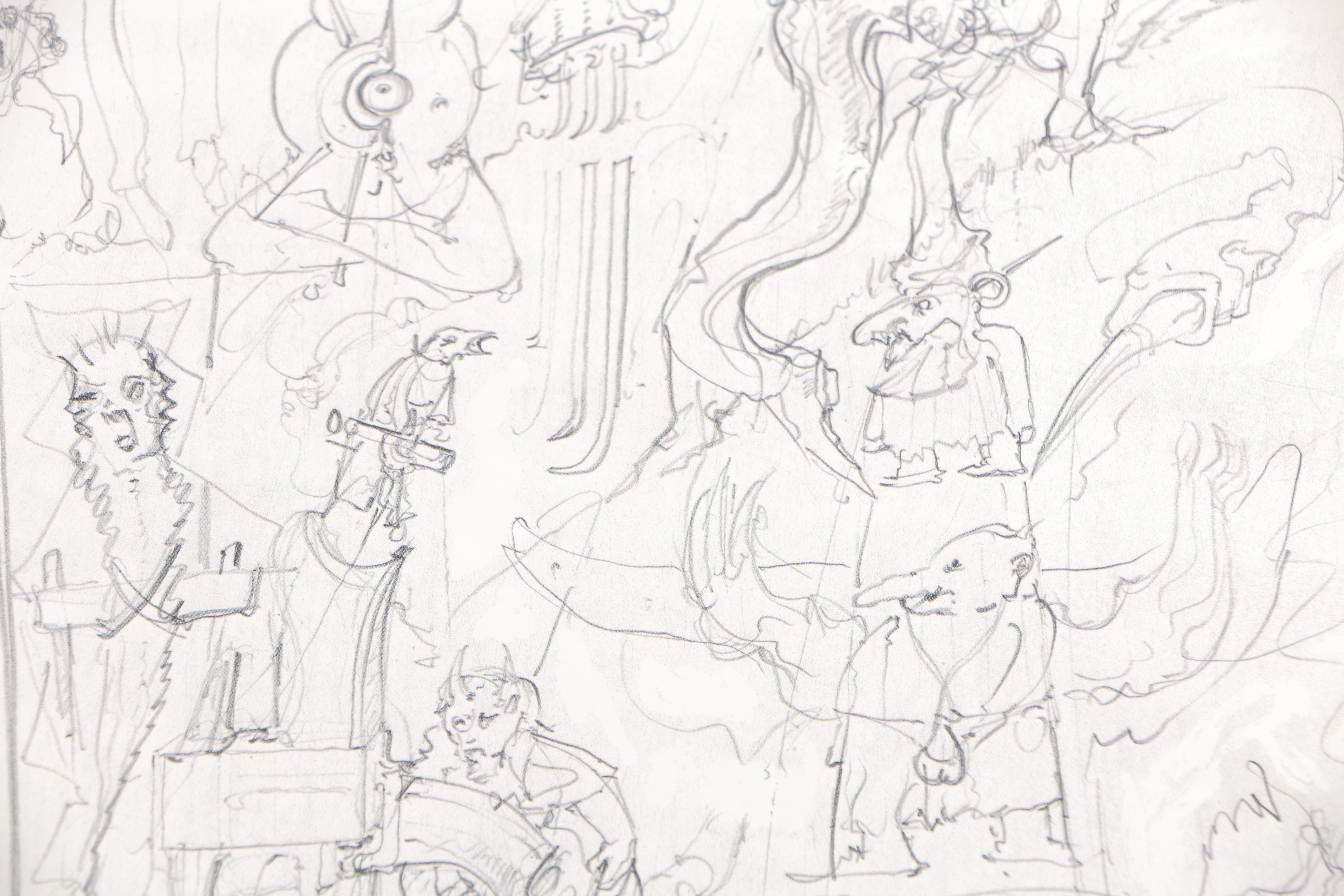 Hans Giger Reproduction Half Tone Print After 1985 Sketch