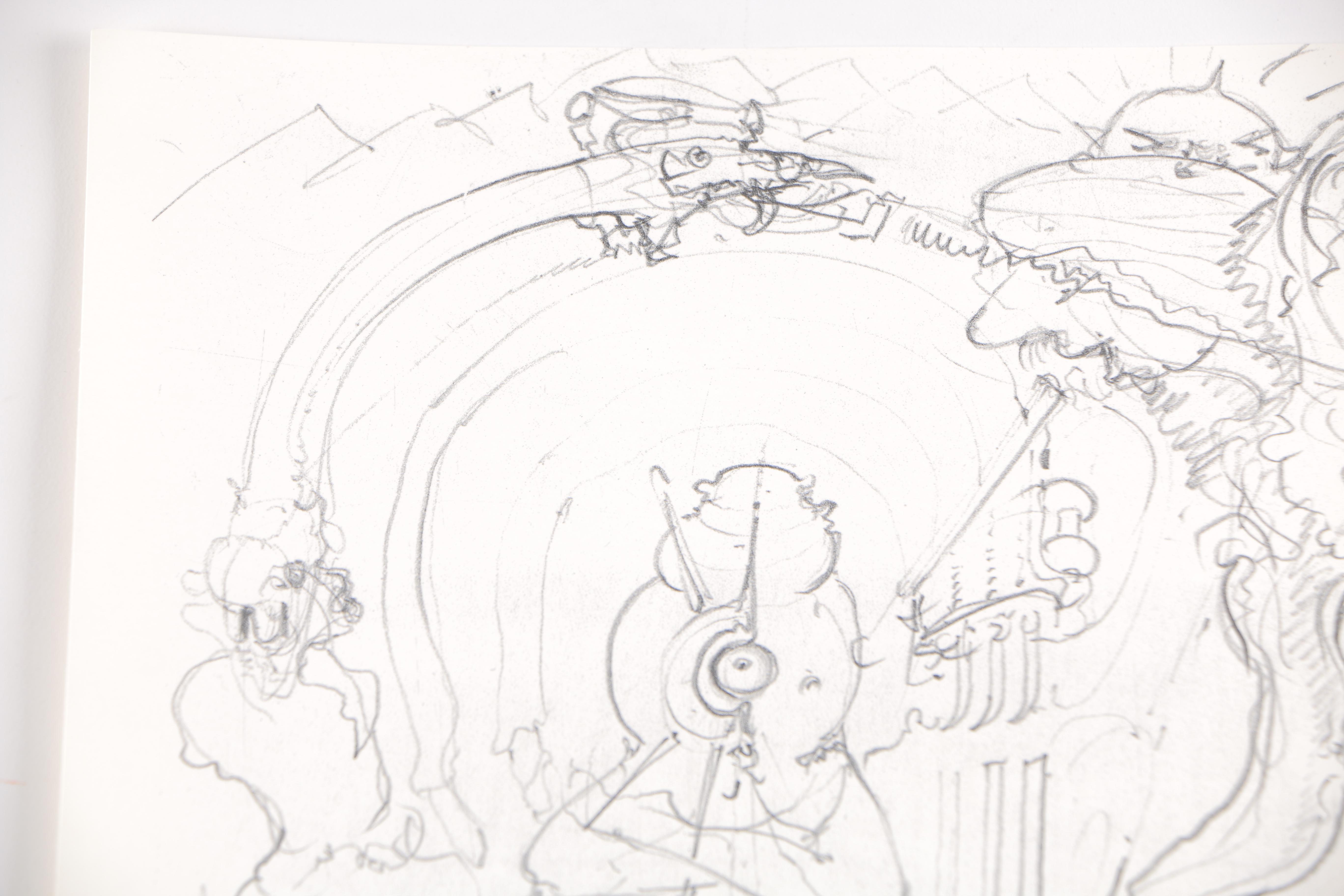 Hans Giger Reproduction Half Tone Print After 1985 Sketch