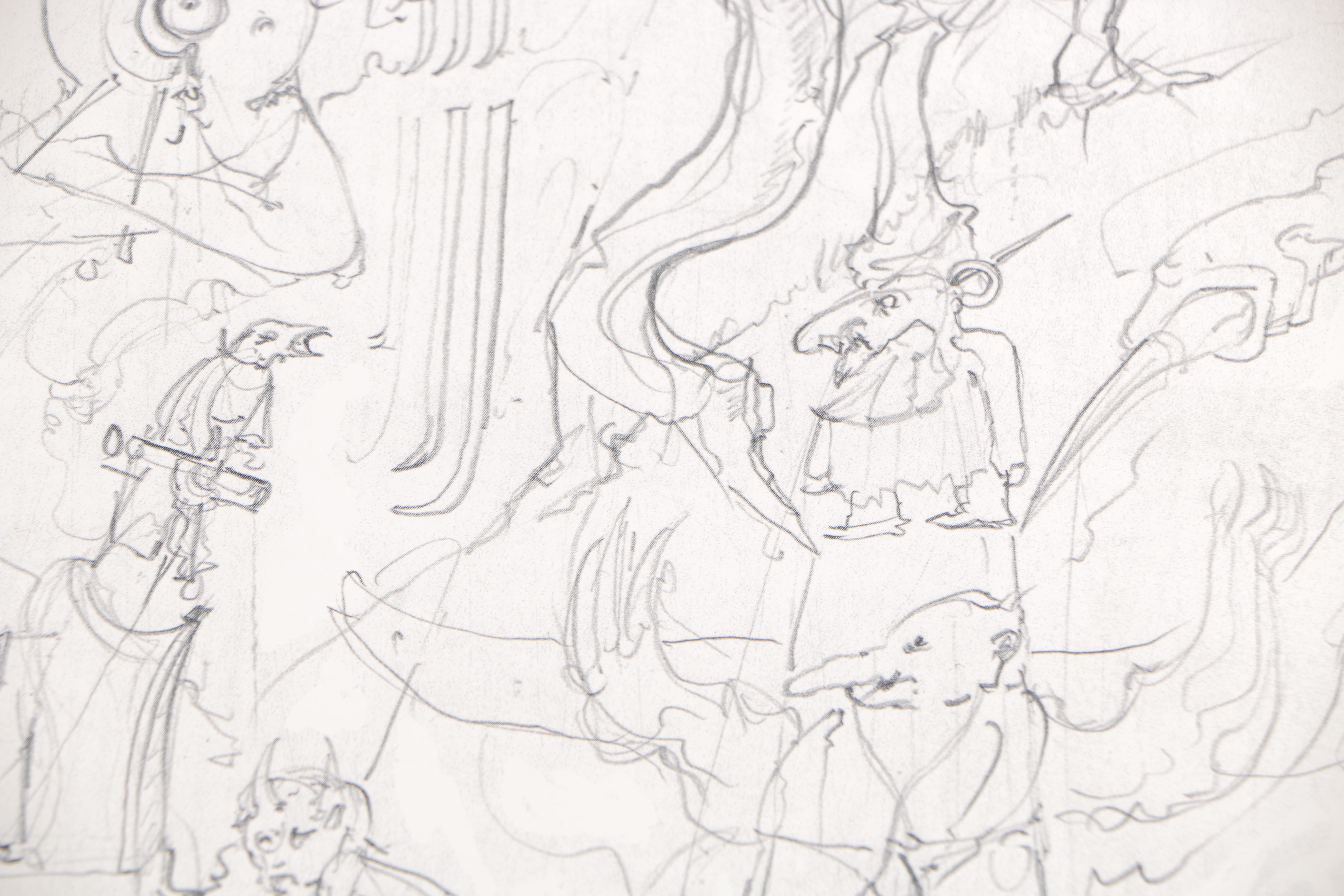 Hans Giger Reproduction Half Tone Print After 1985 Sketch