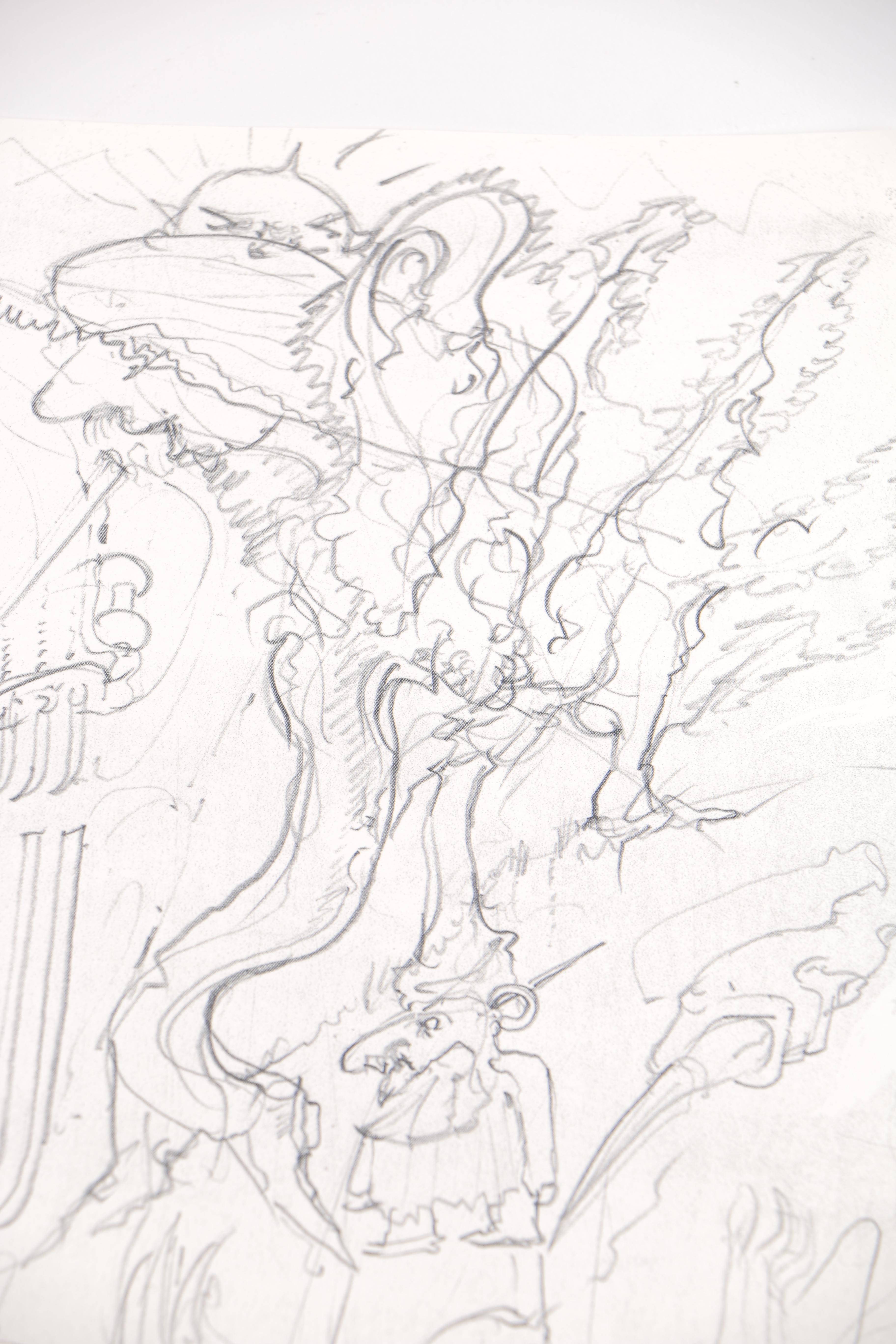 Hans Giger Reproduction Half Tone Print After 1985 Sketch