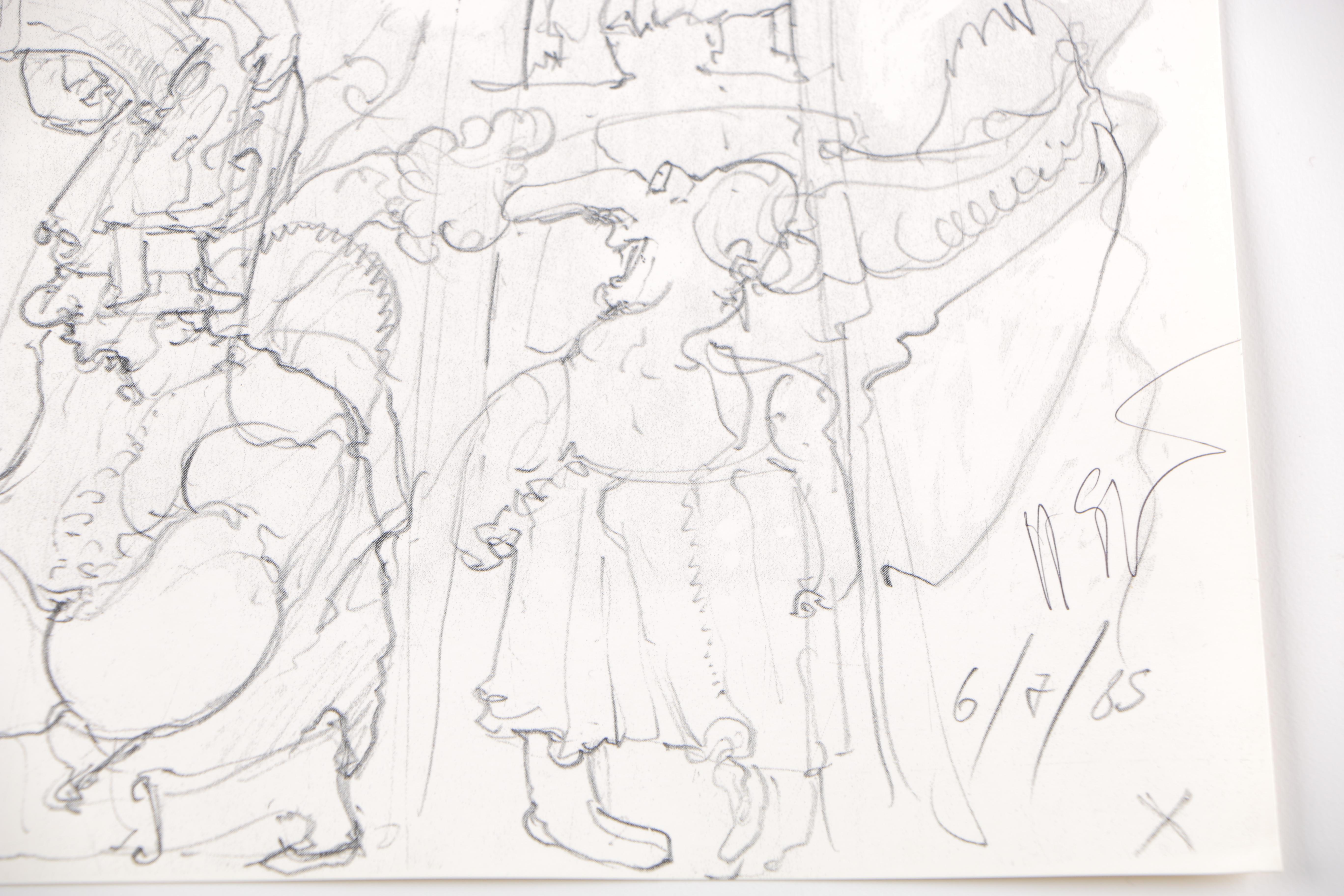 Hans Giger Reproduction Half Tone Print After 1985 Sketch