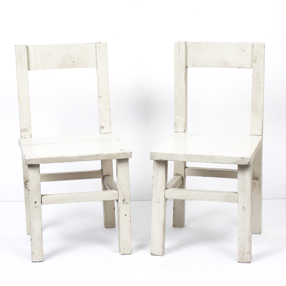 White Wooden Doll Chairs