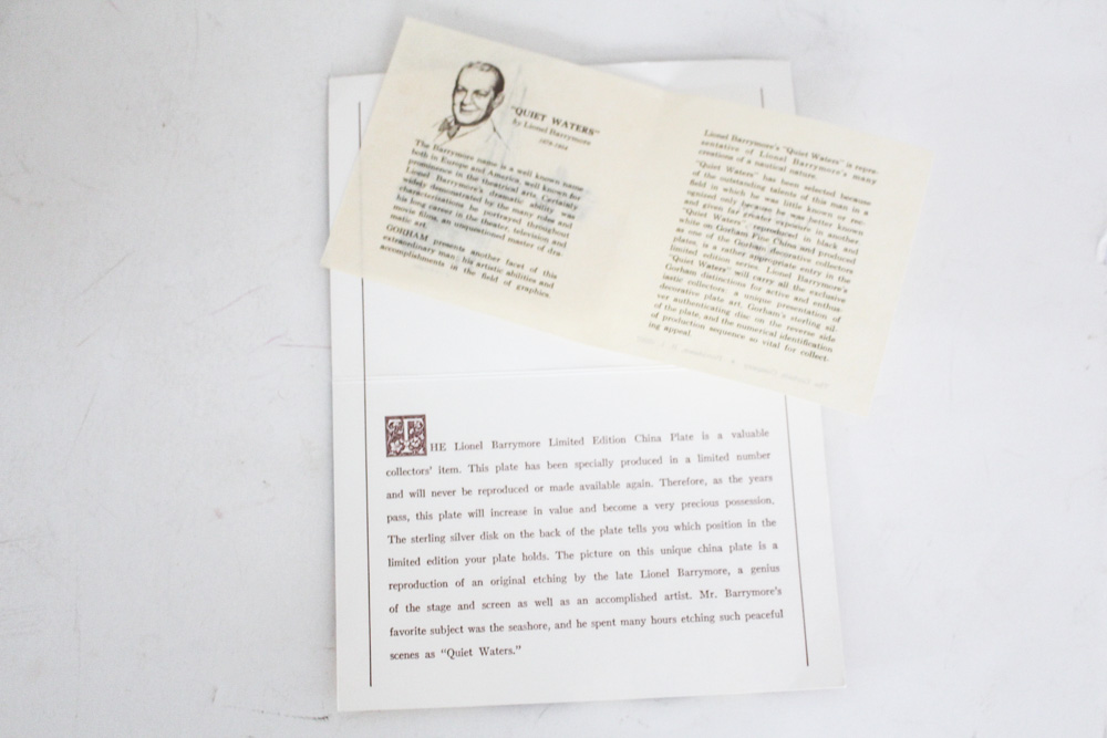 Lionel Barrymore Foil Etchings and Plate Collection