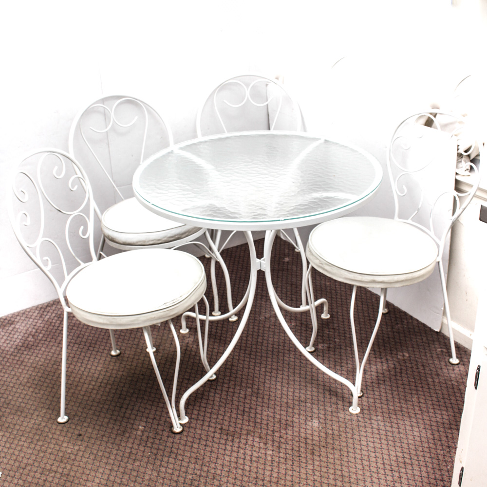 Retro Glass Patio Table and Chair Set