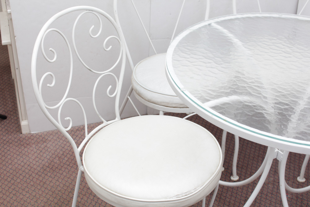 Retro Glass Patio Table and Chair Set