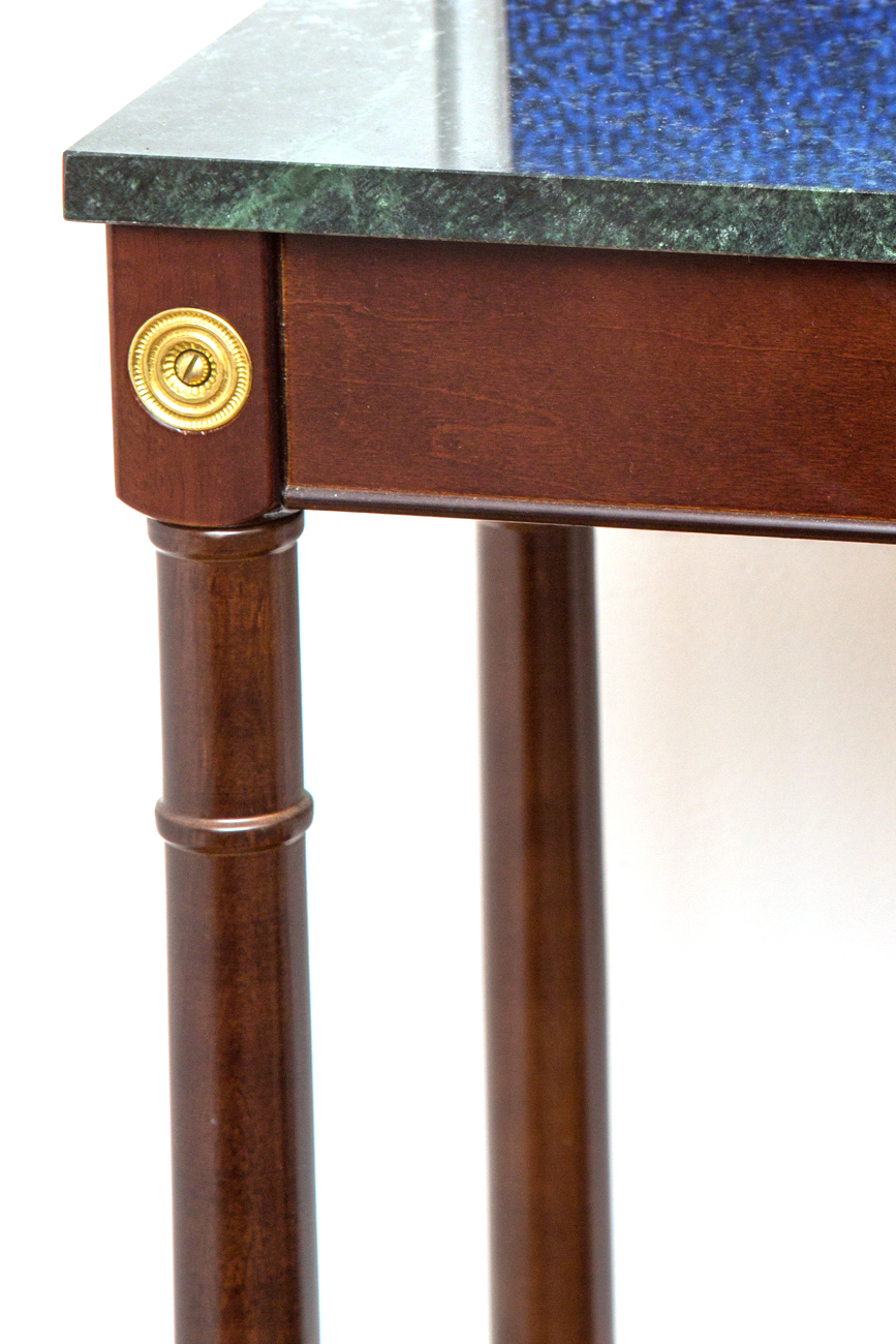 Federal Style Cherry Console Table With Green Marble Top