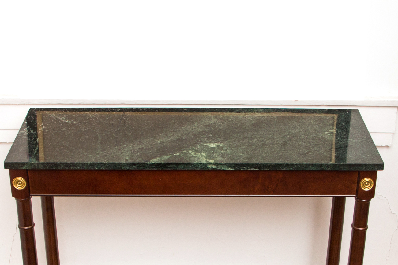 Federal Style Cherry Console Table With Green Marble Top
