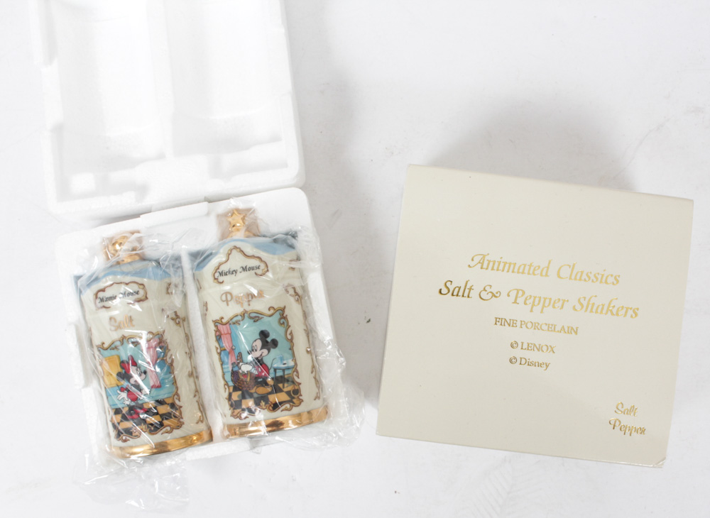 Lenox Salt and Pepper Shakers Featuring Disney's Mickey & Minnie