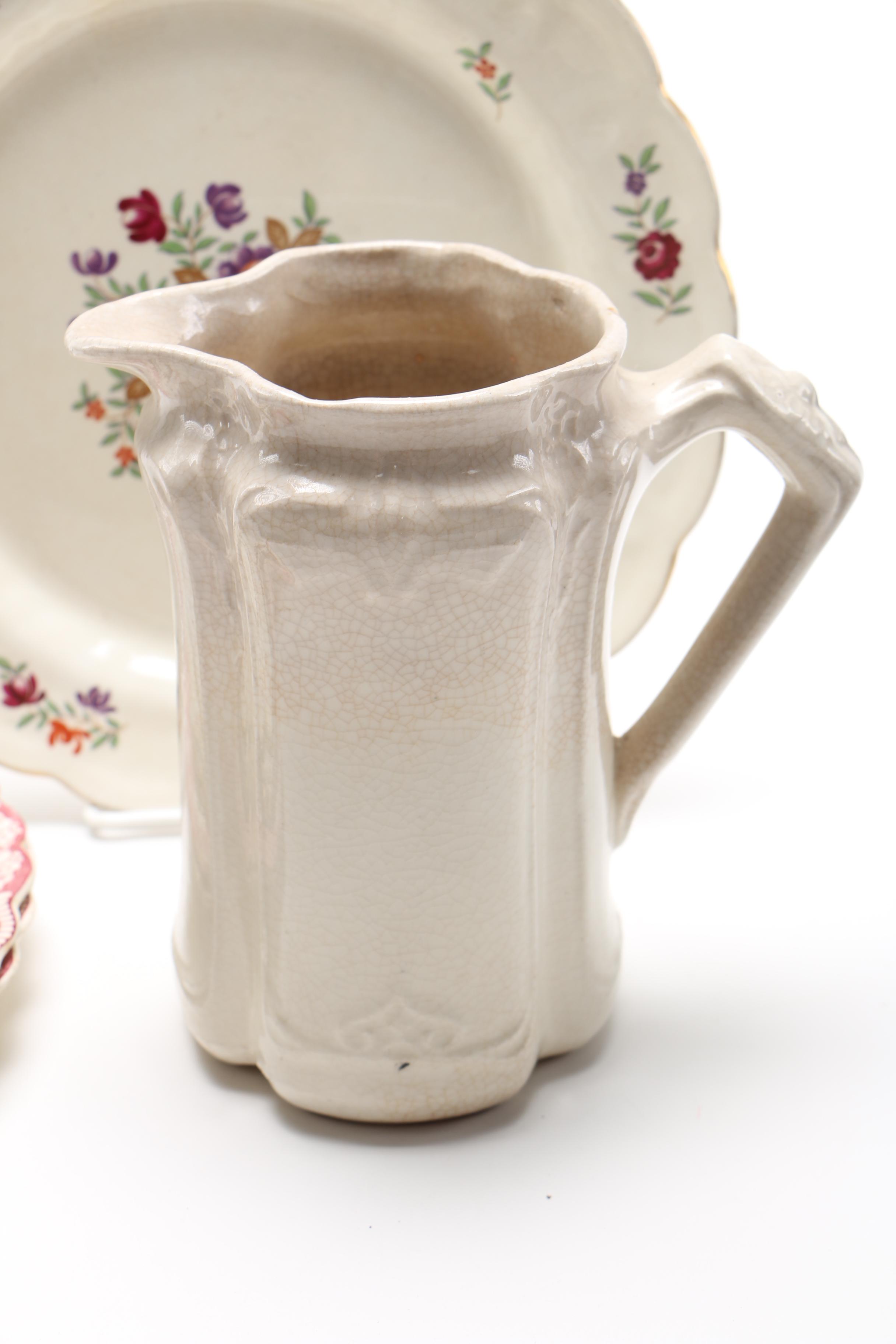 Ironstone and Porcelain Tableware Including Crown Ducal and Delft