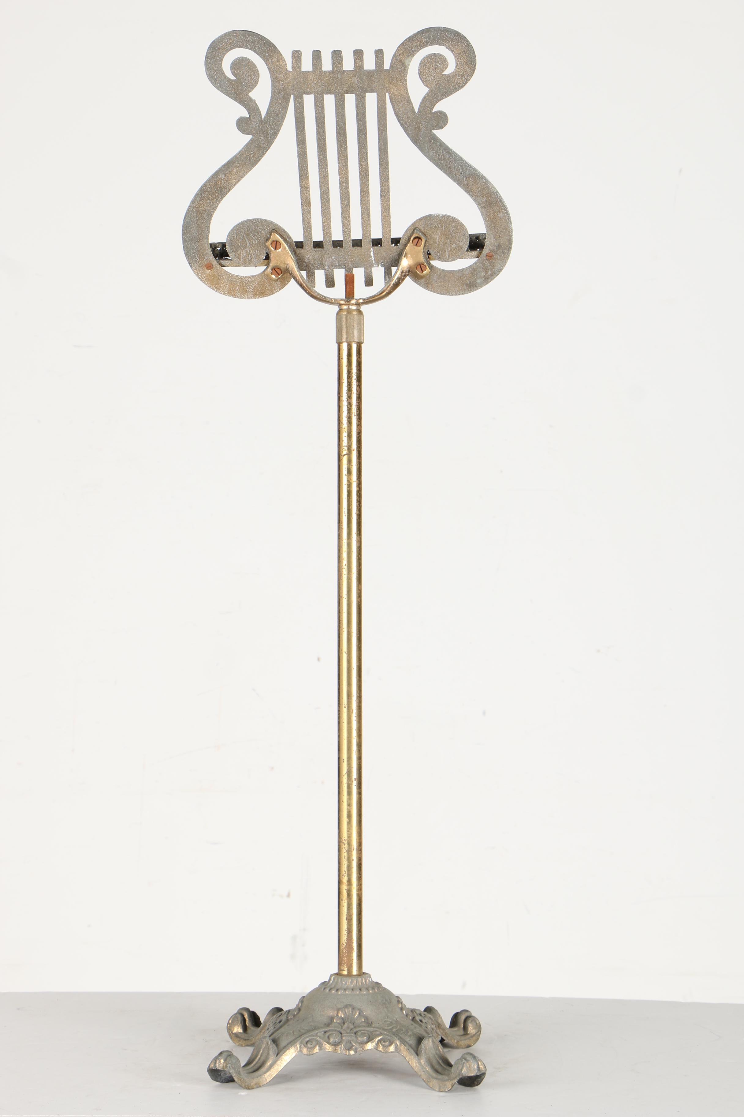 Brass Tone Harp-Shaped Music Stand