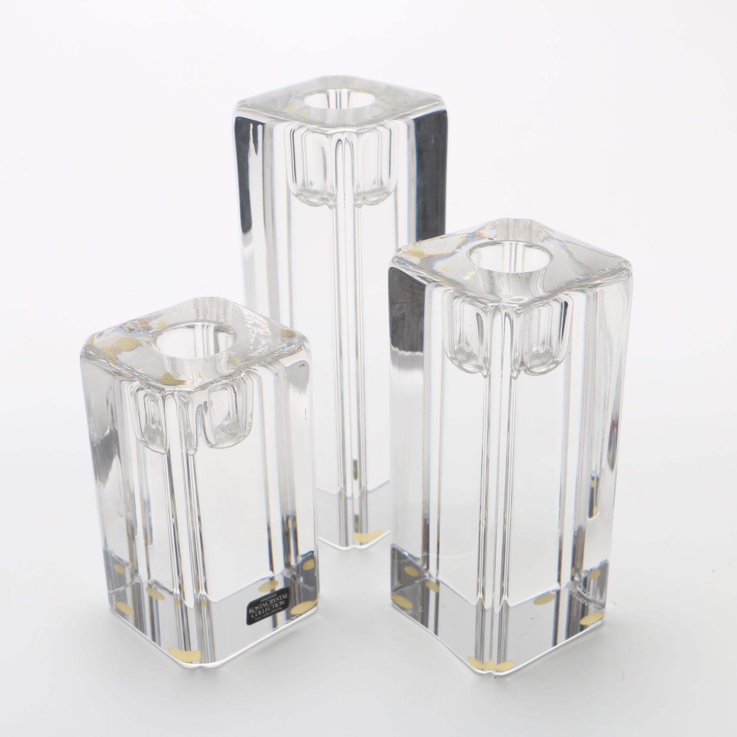 Kosta Candle Holders and Vase
