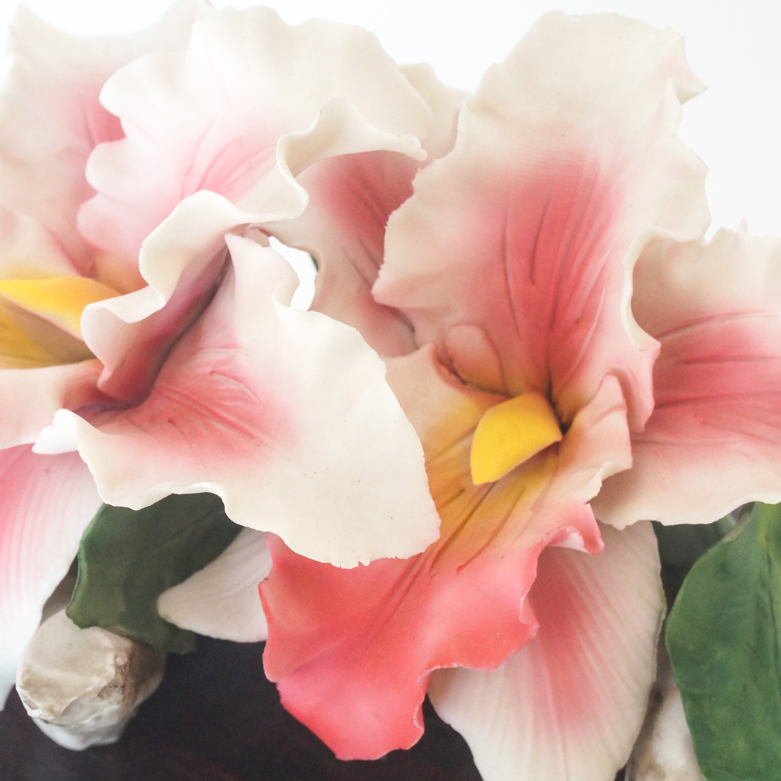 Vintage Fabar Capodimonte Style Pair of Porcelain Orchids