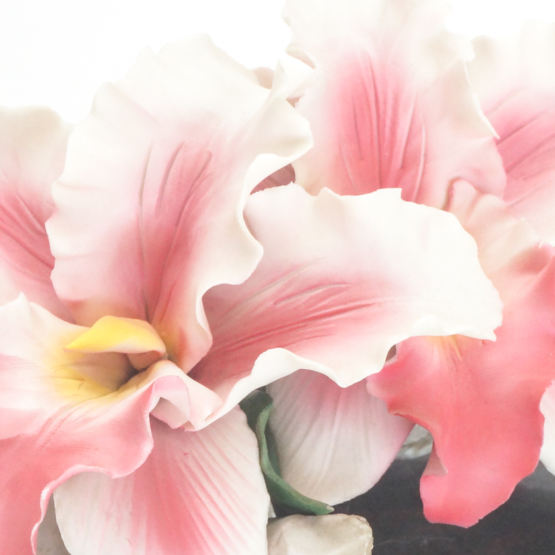 Vintage Fabar Capodimonte Style Pair of Porcelain Orchids