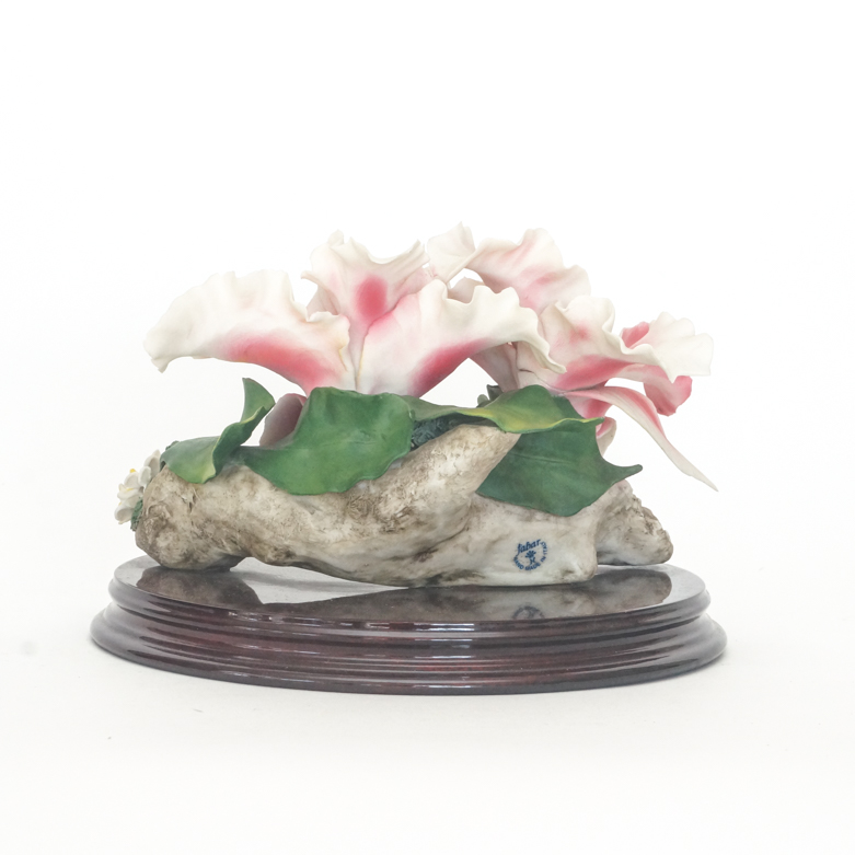 Vintage Fabar Capodimonte Style Pair of Porcelain Orchids