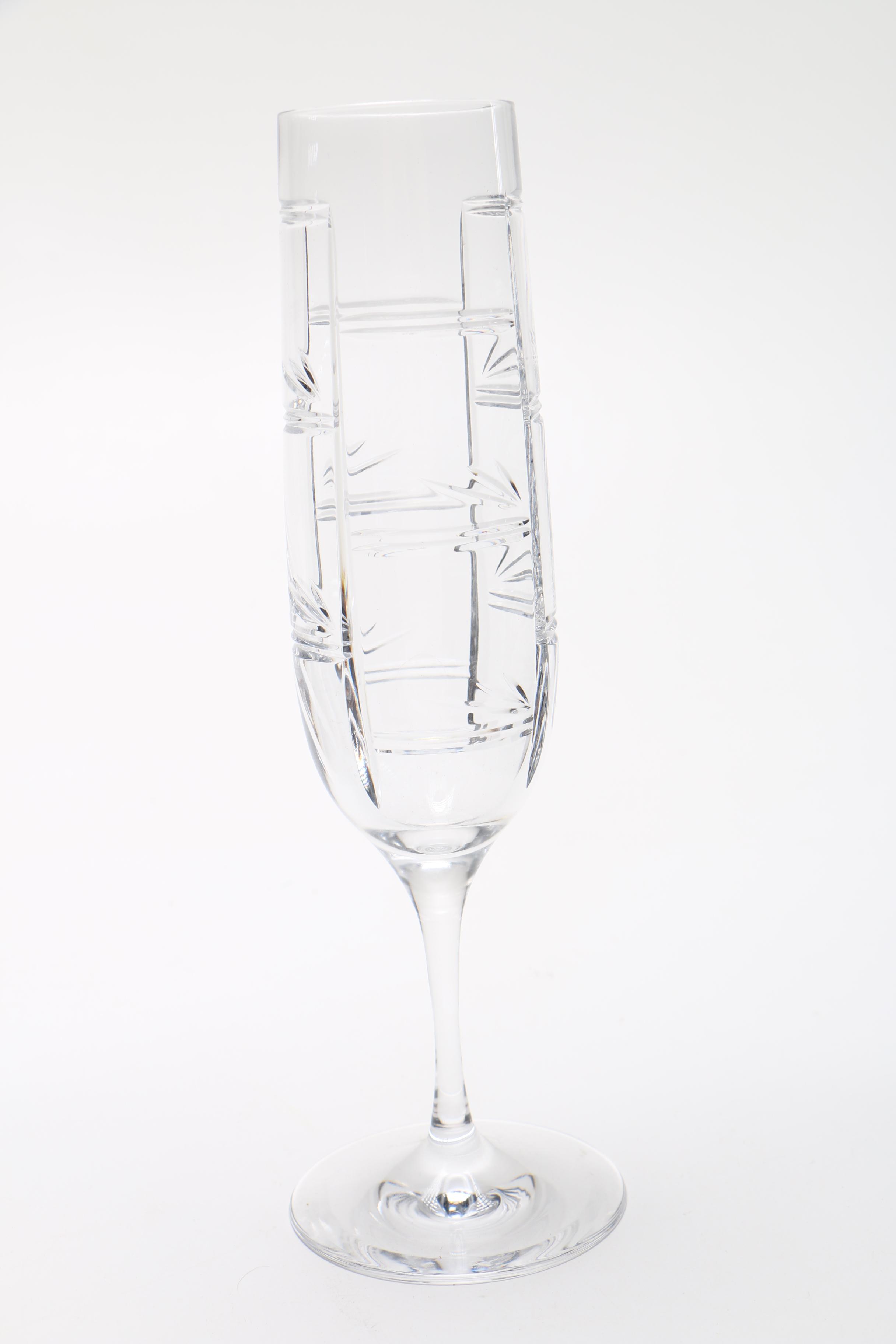 Ralph Lauren Crystal "Red Pagoda" Champagne Flutes