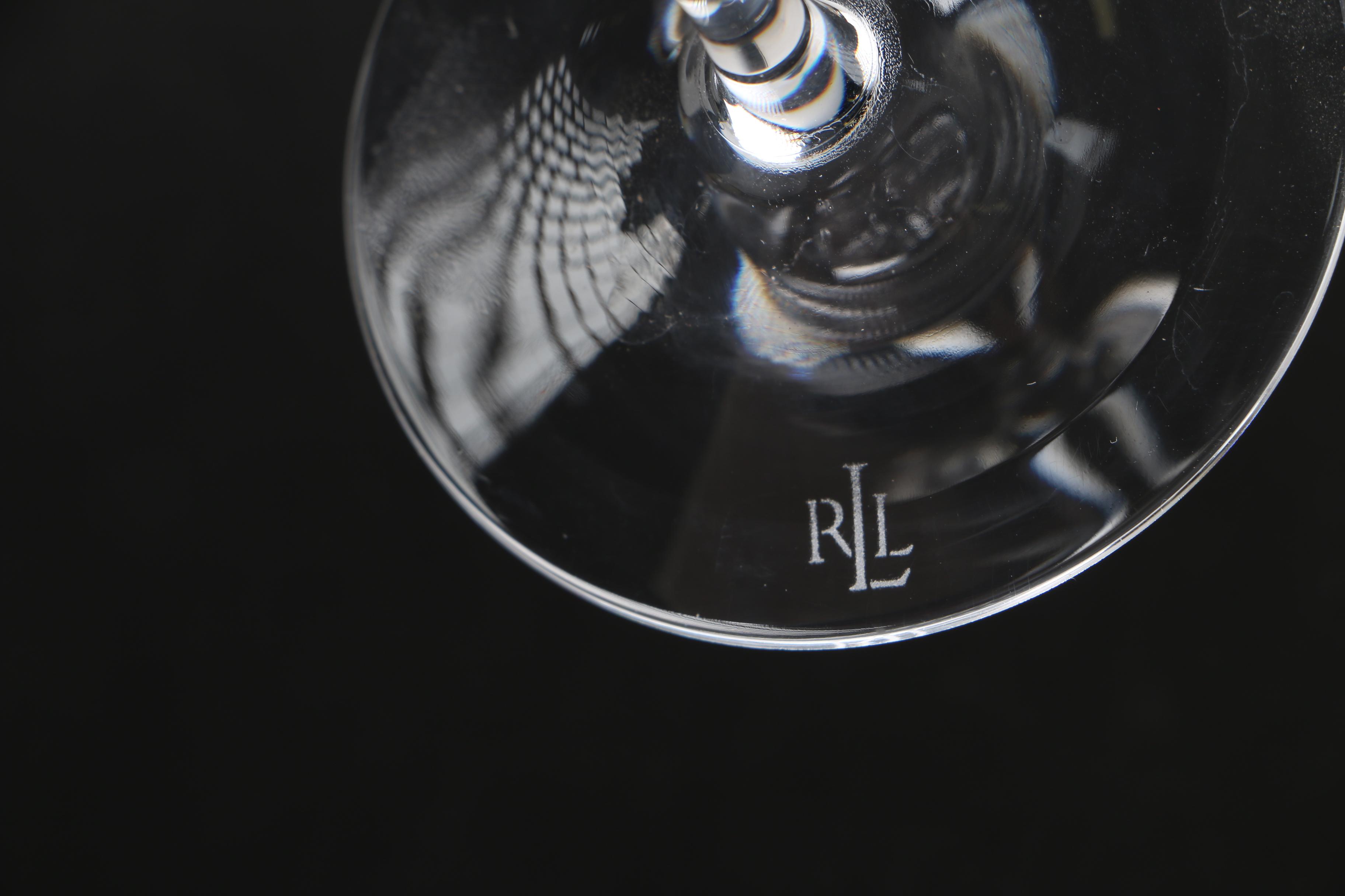 Ralph Lauren Crystal "Red Pagoda" Champagne Flutes