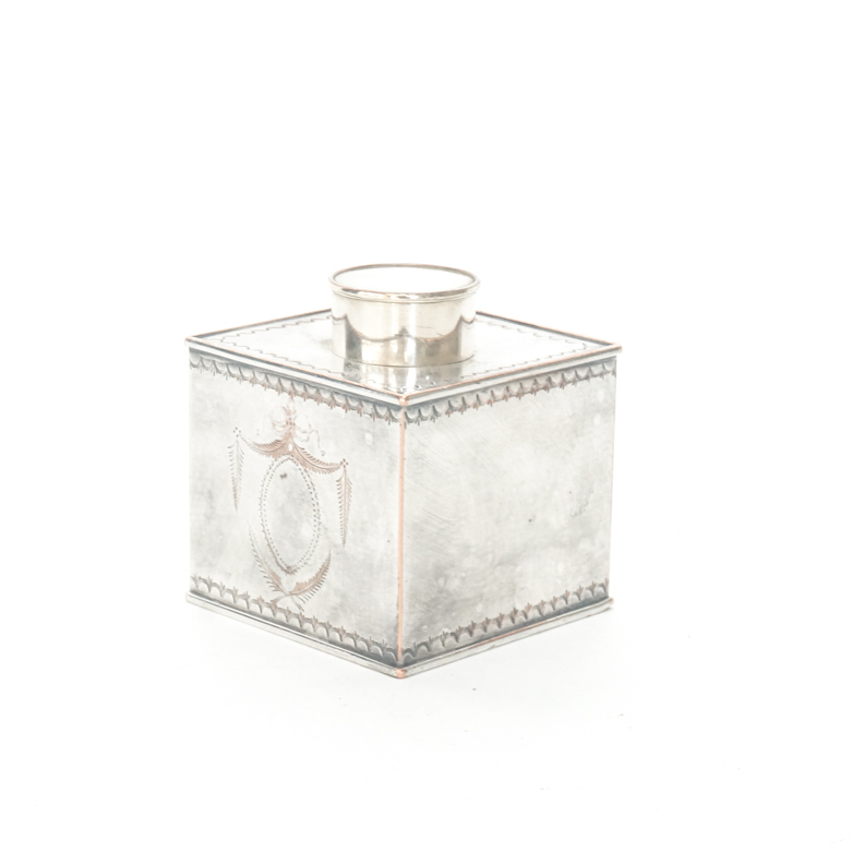 Collection of Vintage Silver Plated Candlesticks, Tea Caddy and Bowl