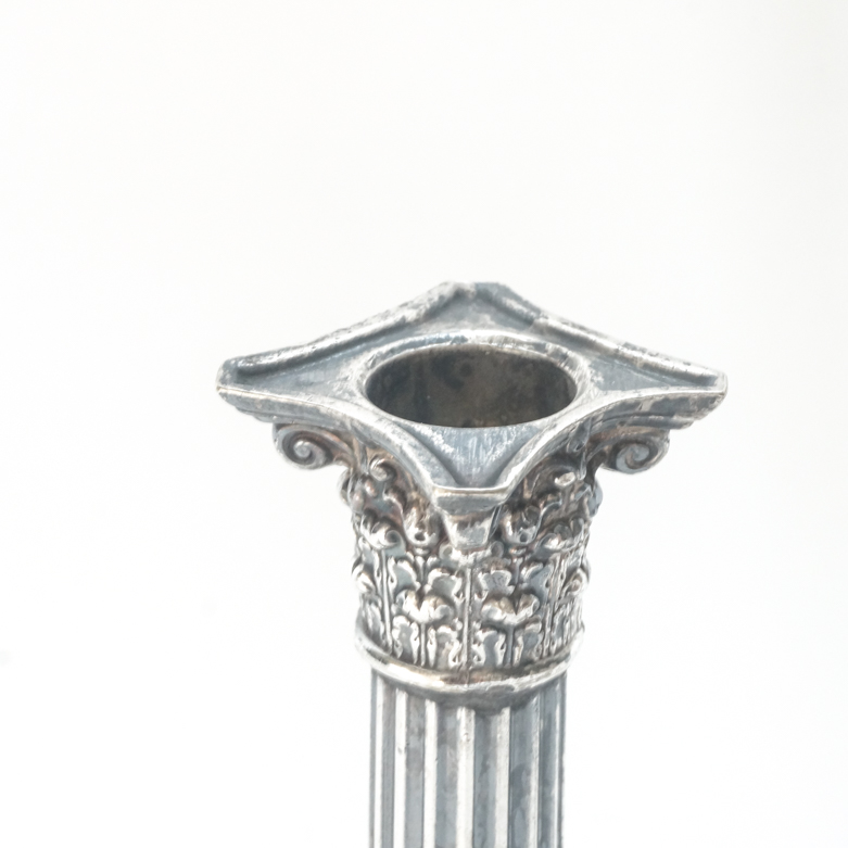 Collection of Vintage Silver Plated Candlesticks, Tea Caddy and Bowl