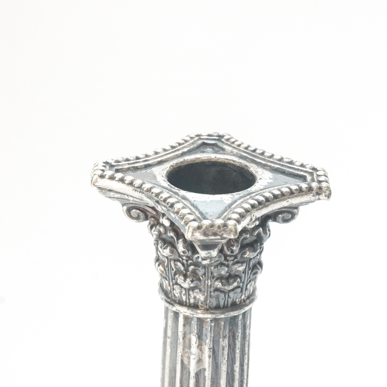 Collection of Vintage Silver Plated Candlesticks, Tea Caddy and Bowl