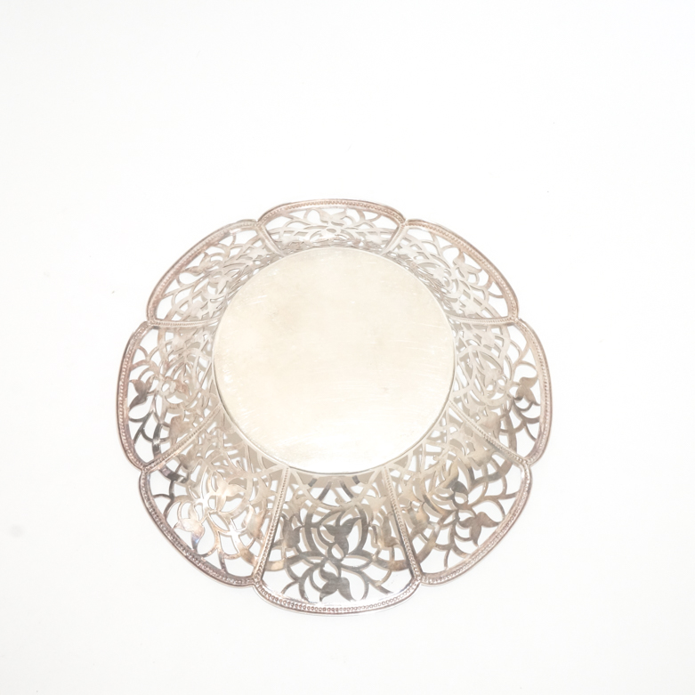 Collection of Vintage Silver Plated Candlesticks, Tea Caddy and Bowl