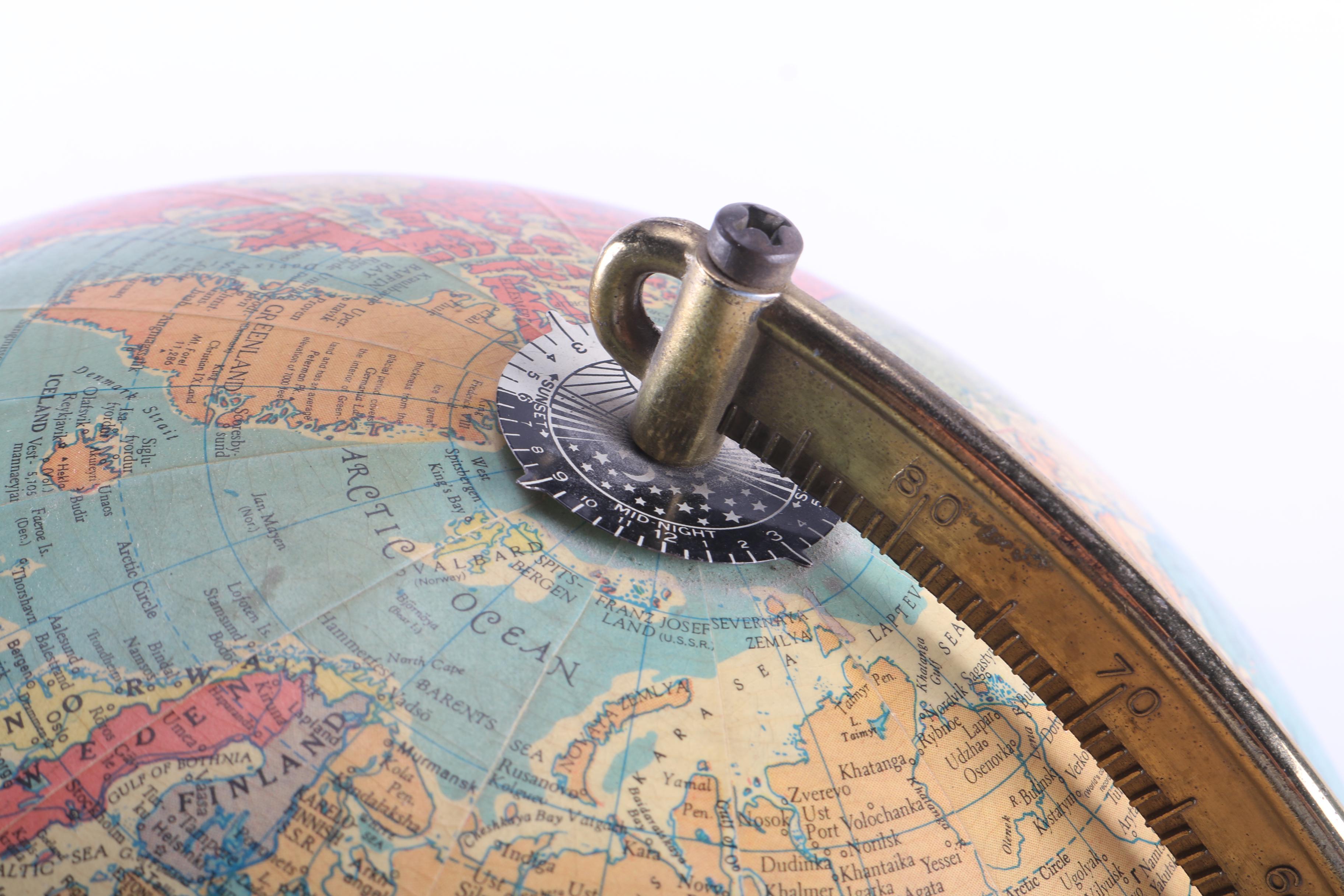 Vintage Replogle Library Globe With Light